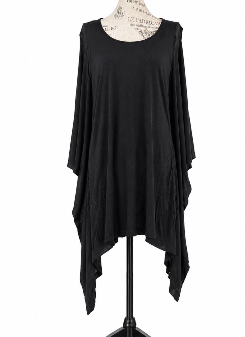 White House Black Market Woman Tunic Top Black Made in USA Size XL